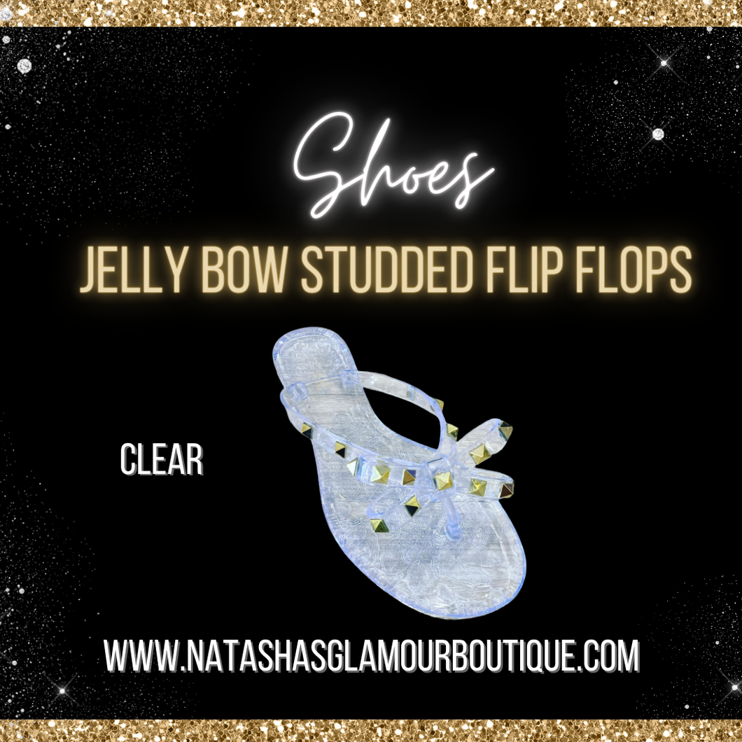 Jelly Bow Studded Flip Flops
