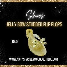 Load image into Gallery viewer, Jelly Bow Studded Flip Flops
