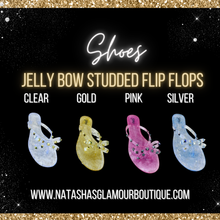 Load image into Gallery viewer, Jelly Bow Studded Flip Flops
