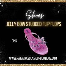 Load image into Gallery viewer, Jelly Bow Studded Flip Flops
