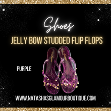 Load image into Gallery viewer, Jelly Bow Studded Flip Flops
